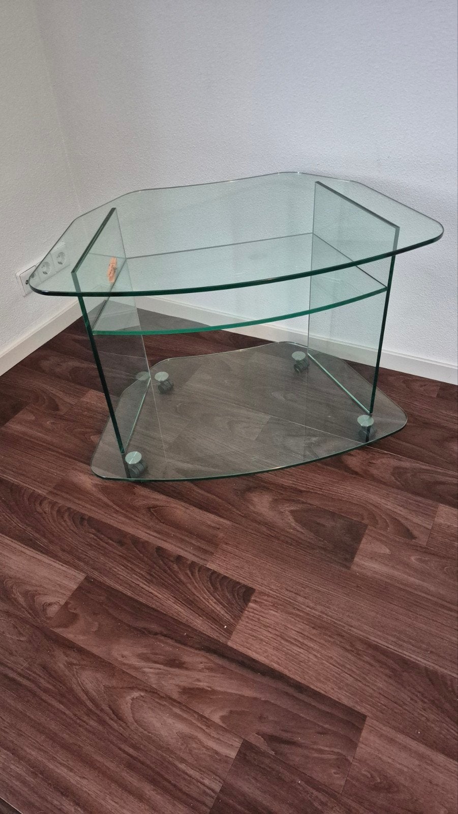 Glazen televisietafel met zwenkwieltjes, Ophalen, 50 tot 100 cm, Minder dan 100 cm, Modern