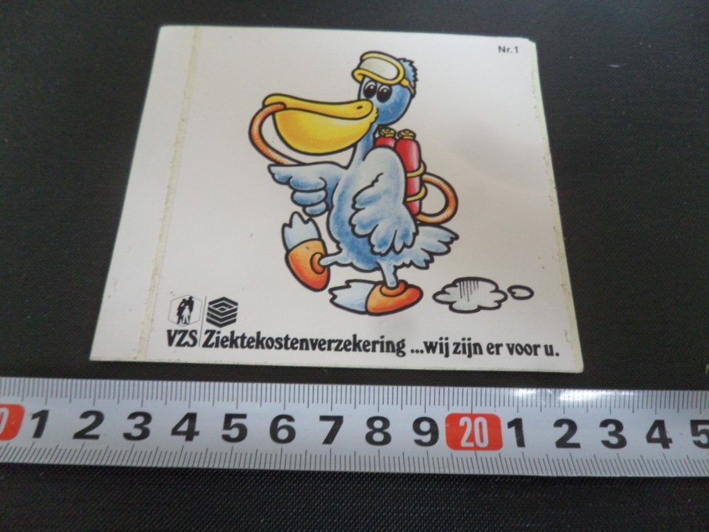 sticker strip pelikaan duiker VZS ziektekostenverzekering, Verzamelen, Ophalen of Verzenden, Zo goed als nieuw