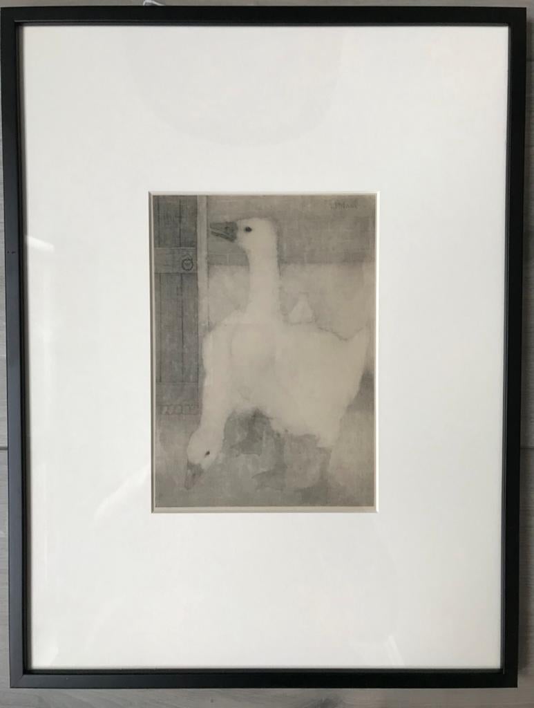 Jan Mankes 1889-1920 / Heliogravure 2 Ganzen 1923, Antiek en Kunst, Kunst | Etsen en Gravures, Ophalen of Verzenden