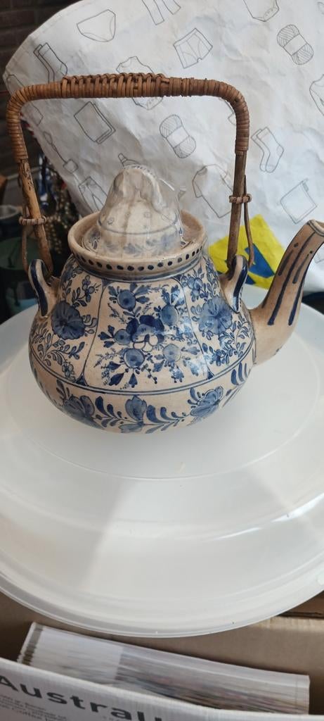 Zeldzame Antieke Theepot - Blauw-Wit Delfts Decor, Antiek en Kunst, Antiek | Keramiek en Aardewerk, Ophalen of Verzenden