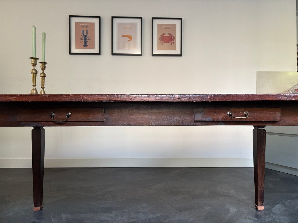 Foto 4 van T.k.a. teakhouten eettafel en 6 Lloyd Loom eetkamerstoelen