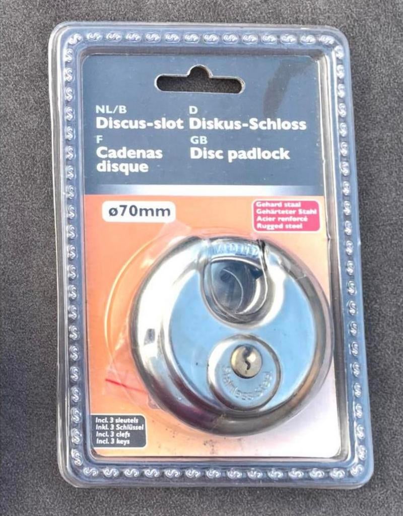 Discus slot 70mm NIEUW ,gesealde verpakking incl.3 sleutels, Ophalen of Verzenden, Nieuw, Overige fietssloten