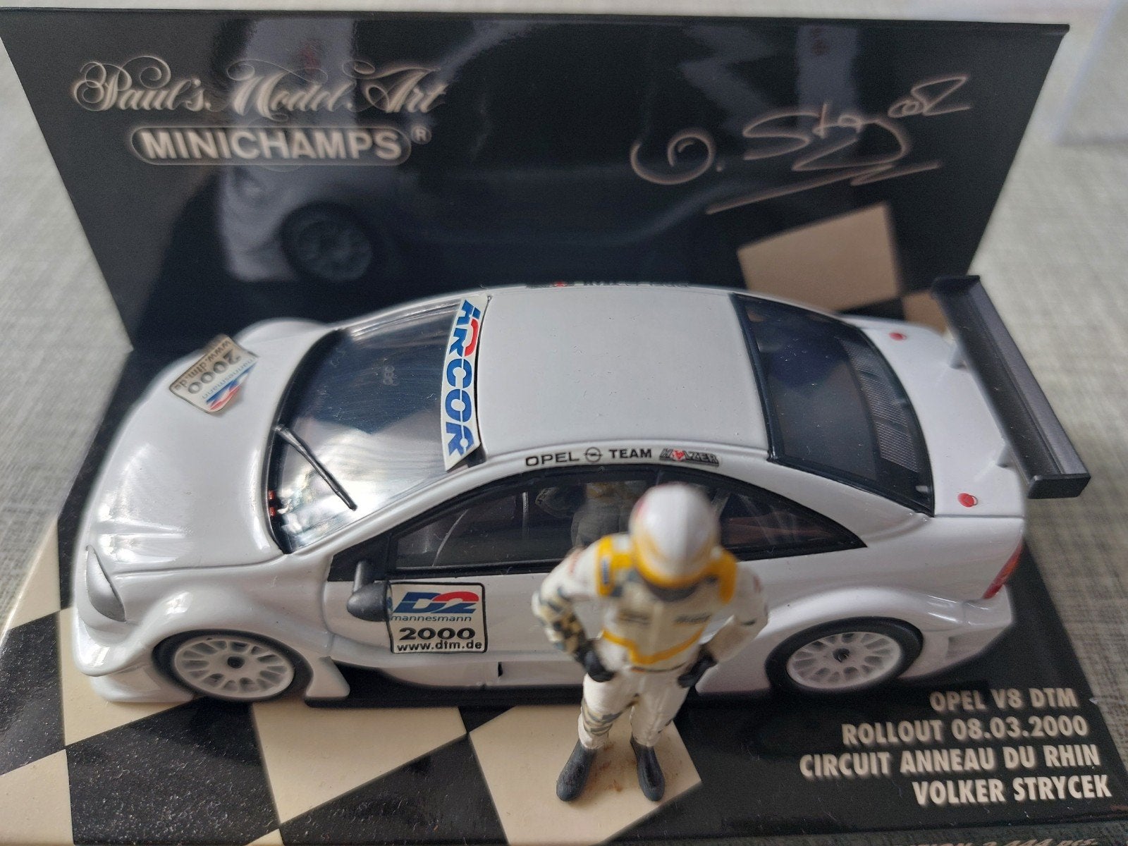 Minichamps Opel V8 DTM Volker Strycek 2000 schaalmodel, Ophalen of Verzenden, Zo goed als nieuw, Auto