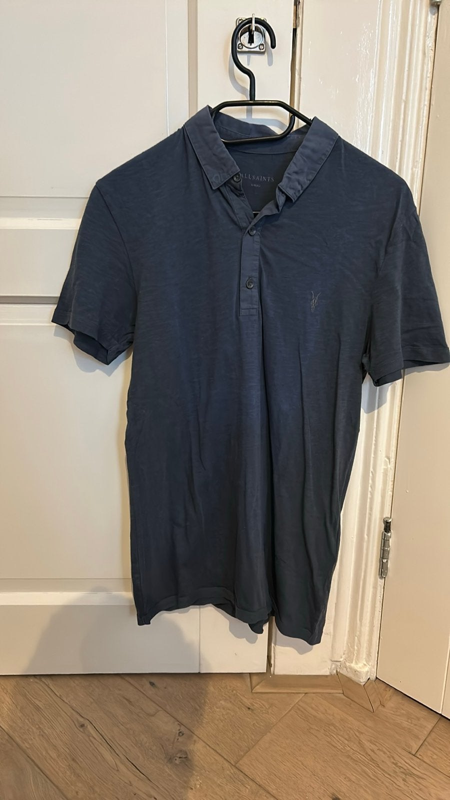 AllSaints Polo Shirt - Donkerblauw - Maat XS / S, Ophalen of Verzenden, Gedragen, Maat 46 (S) of kleiner, Blauw