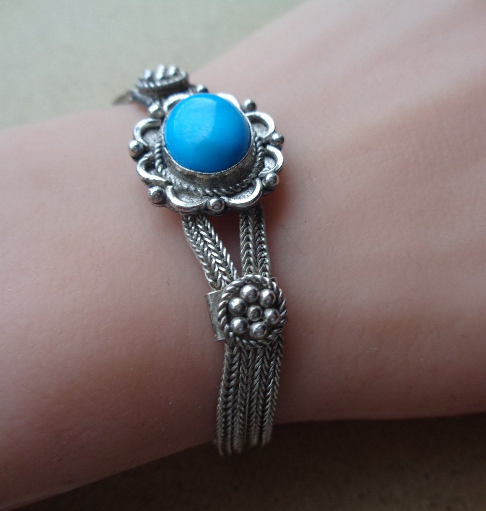 zilveren armband met turkoois steen [748], Ophalen of Verzenden, Zo goed als nieuw, Met edelsteen, Zilver