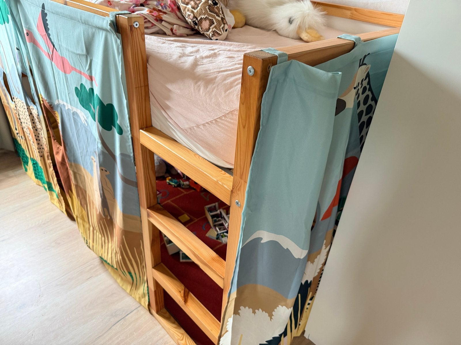 Gordijnen voor IKEA Kura bed - Safari thema, Kinderen en Baby's, Kinderkamer | Bedden, Ophalen, Zo goed als nieuw, Hoogslaper of Stapelbed