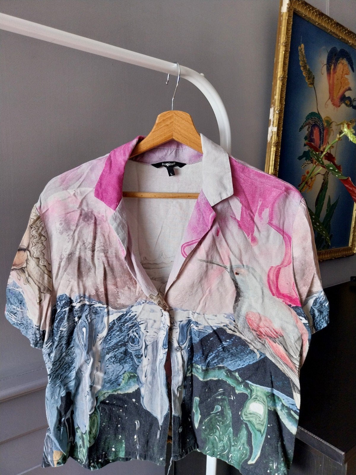 Desigual blouse met korte mouwen en print, maat L, Meerkleurig, Maat 42/44 (L), Ophalen of Verzenden, Korte mouw