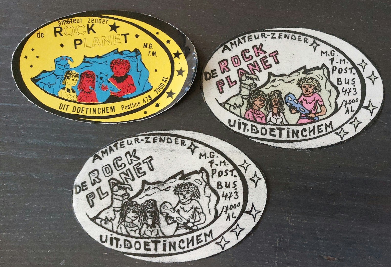 3 stickers De Rock Planet Doetinchem amateurzender piraat, Ophalen of Verzenden