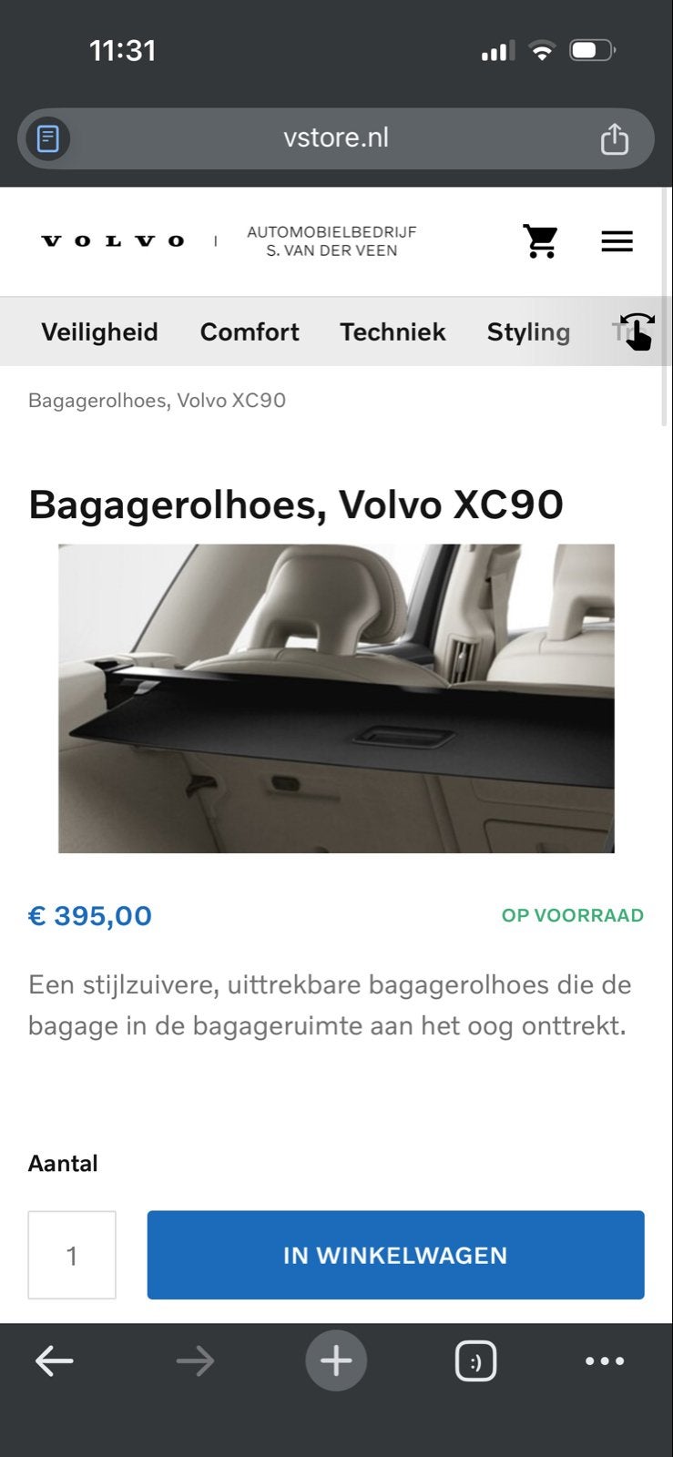 Nieuwe bagagerolhoes / bagagescherm voor Volvo XC90 (2019+), Ophalen, Nieuw