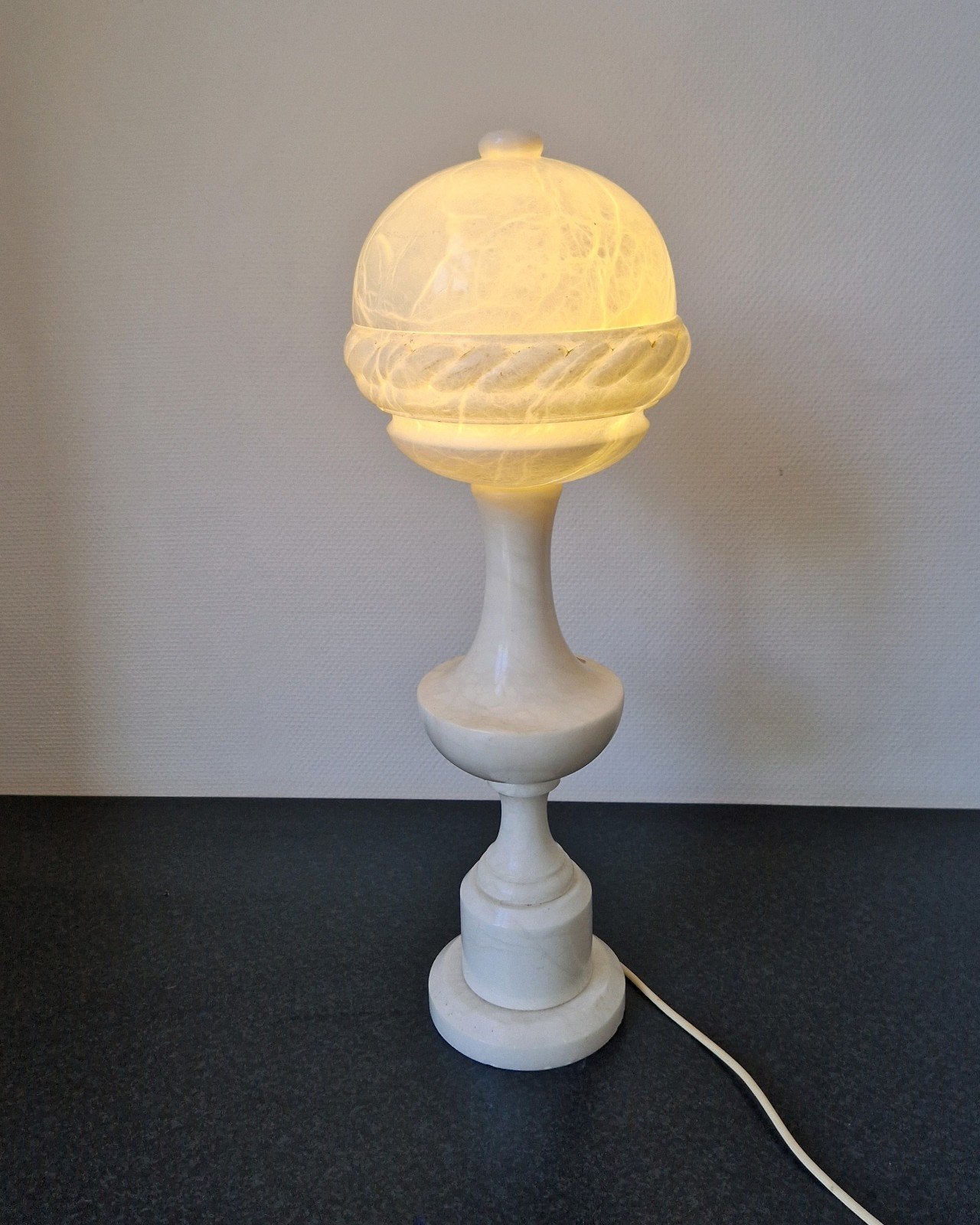 Grote marmer tafellamp vloerlamp globe mushroom, Antiek en Kunst, Ophalen of Verzenden