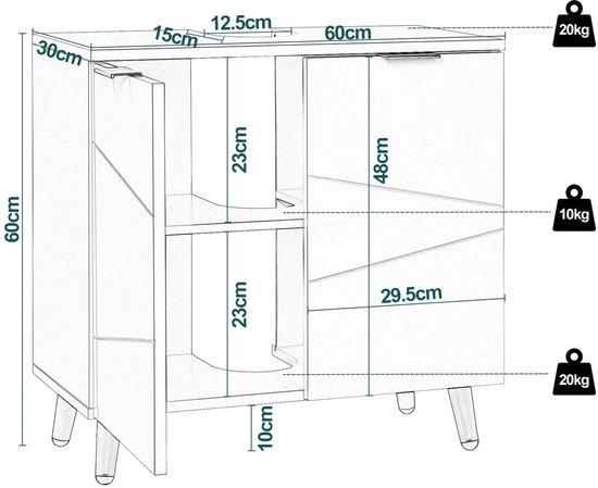 Badkamermeubel - Wastafelonderkasten - Badkamerkast - 60x60x, Corvance B.V., Verzenden, Nieuw, Corvancebol@gmail.com