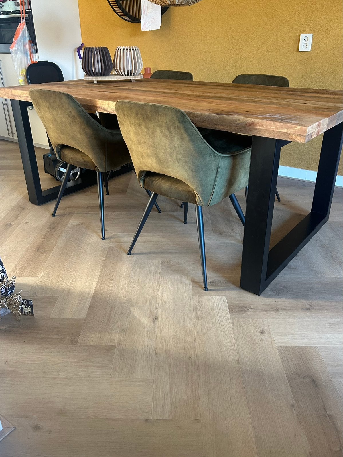 Massief mangohouten eettafel ,bieden vanaf 150€, Ophalen, 200 cm of meer, 50 tot 100 cm, Zo goed als nieuw