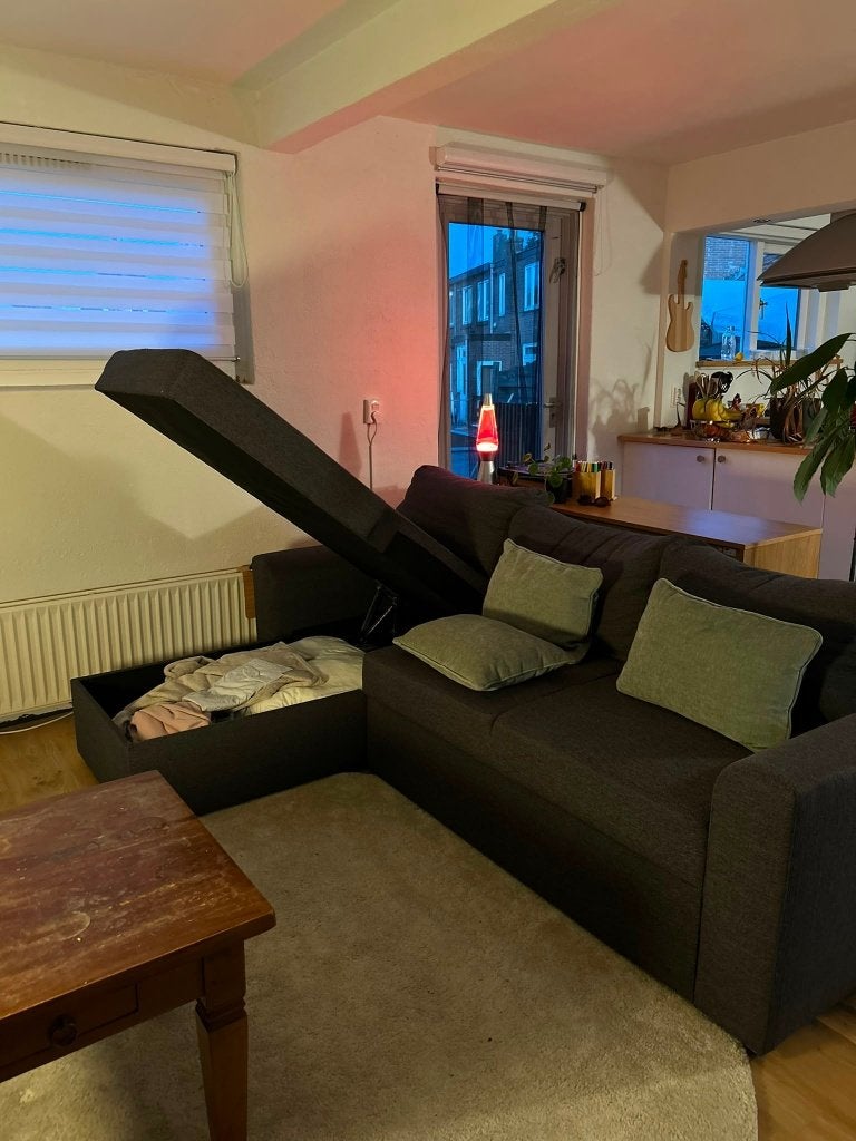 bank (slaapbank met Chaises Longues), Ophalen, Gebruikt, Antraciet modern, Driepersoons
