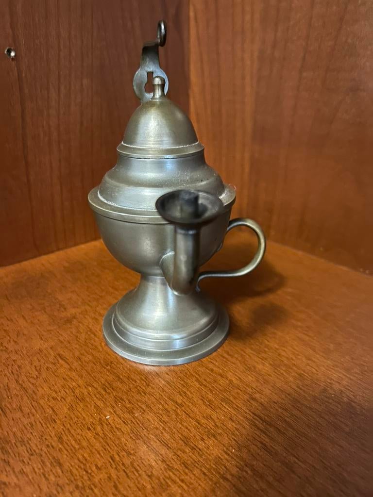 Tinnen olielampje, Antiek en Kunst, Antiek | Tin, Ophalen of Verzenden