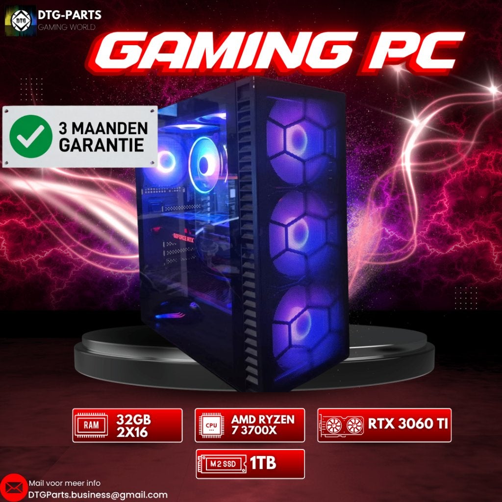 Gaming PC // RTX 3060 ti & AMD Ryzen 7 3700X & 32GB, Computers en Software, Desktop Pc's, Ophalen, 7604 HM, 32 GB, DTGParts.Business@gmail.com