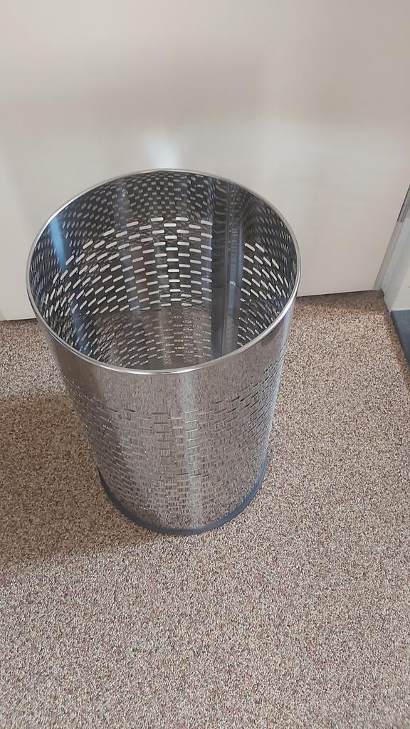 Rvs wasmand met houten deksel, Huis en Inrichting, Badkamer | Badtextiel en Accessoires, Ophalen of Verzenden