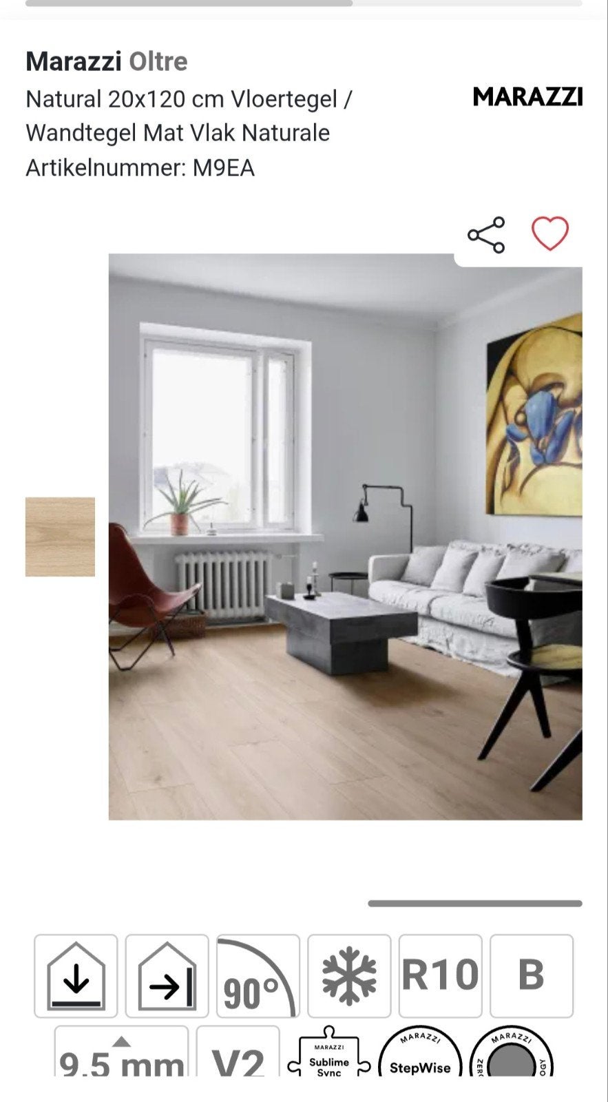 Marazzi Oltre Natural Houtlook Tegels 120x20cm, Ophalen, 60 cm of meer, Keramiek, Nieuw
