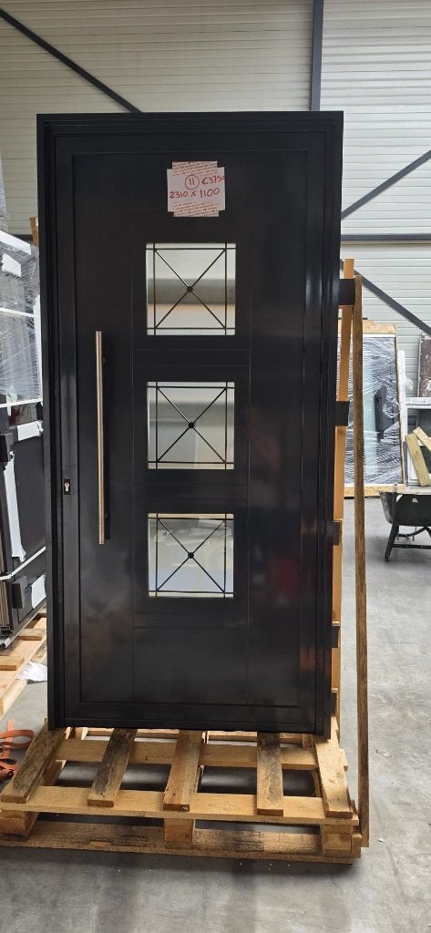Aluminium voordeur nr. 11, Deurkozijn, 150 tot 225 cm, Inclusief glas, Ophalen