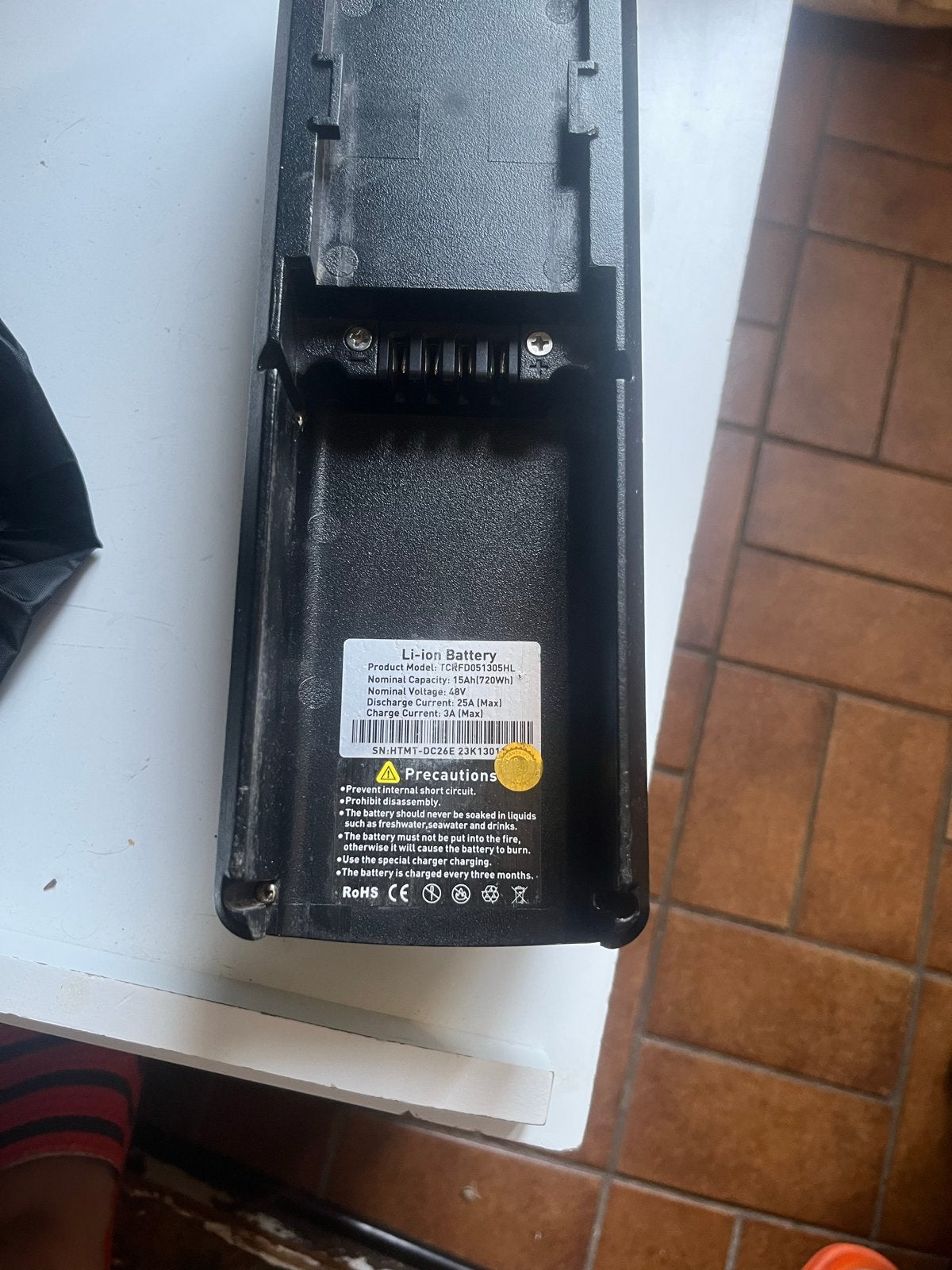 V8 Fatbike Accu - Li-ion Batterij (Product Model: TCIIF00B15, Gebruikt