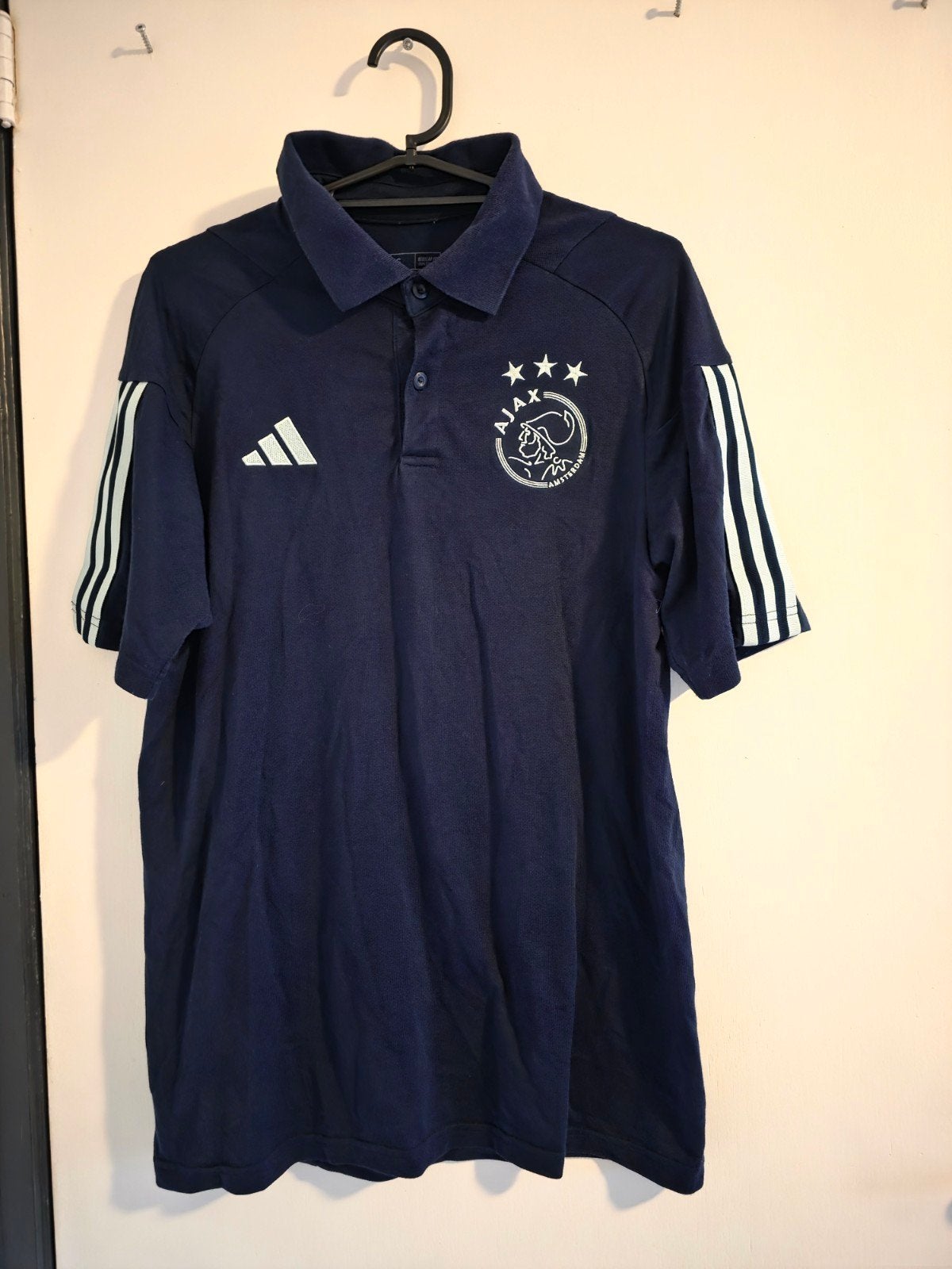 Ajax Adidas Polo Shirt Maat S - Donkerblauw, Blauw, Ophalen of Verzenden, Adidas, Gedragen