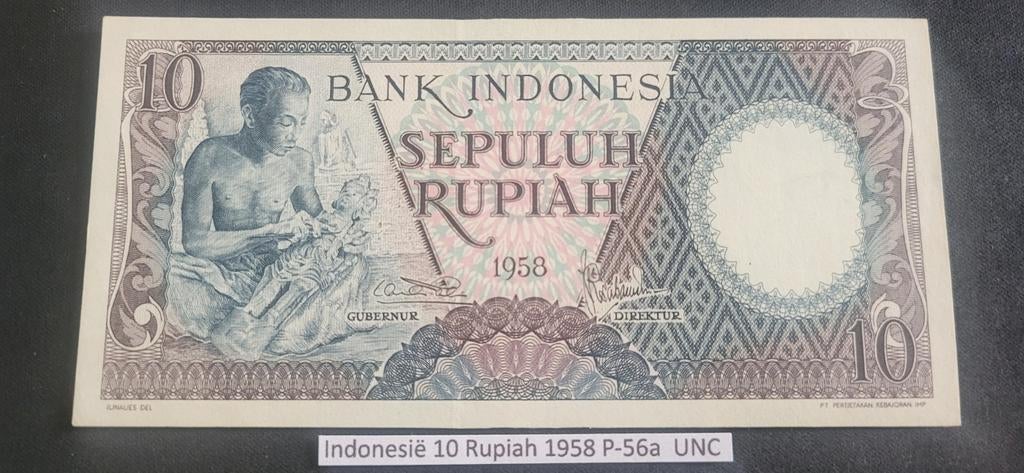 Indonesië 10 Rupiah 1958 P-56a UNC, Ophalen of Verzenden
