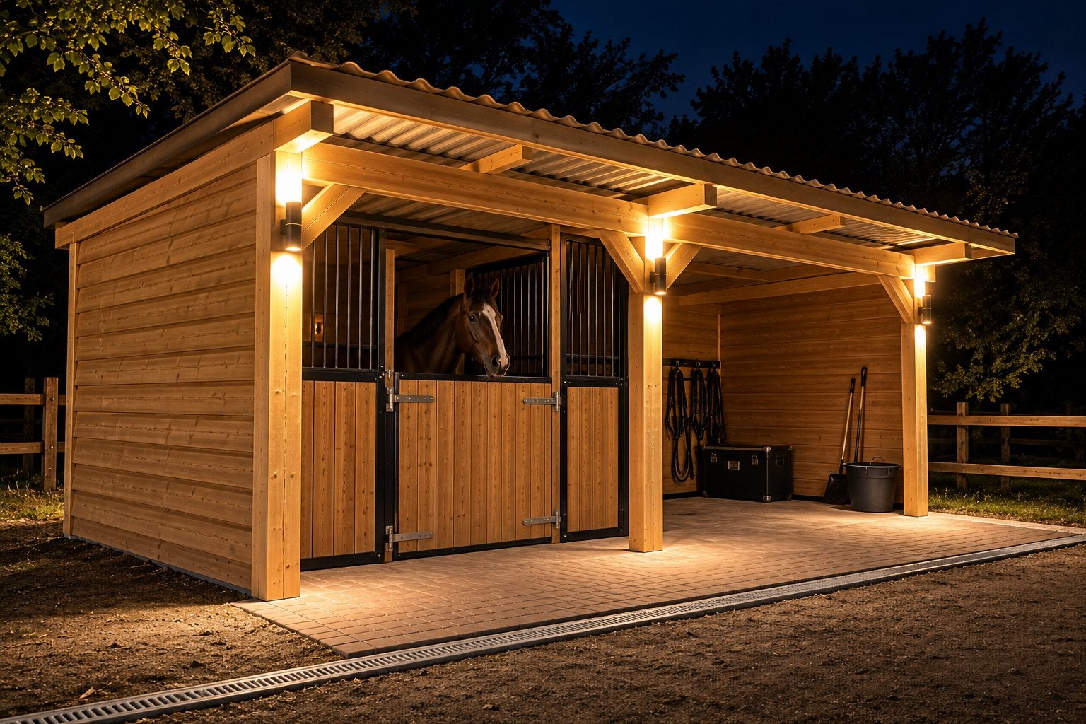 Paardenstallen & overkappingen op maat – diverse modellen, Stalling, 2 of 3 paarden of pony's