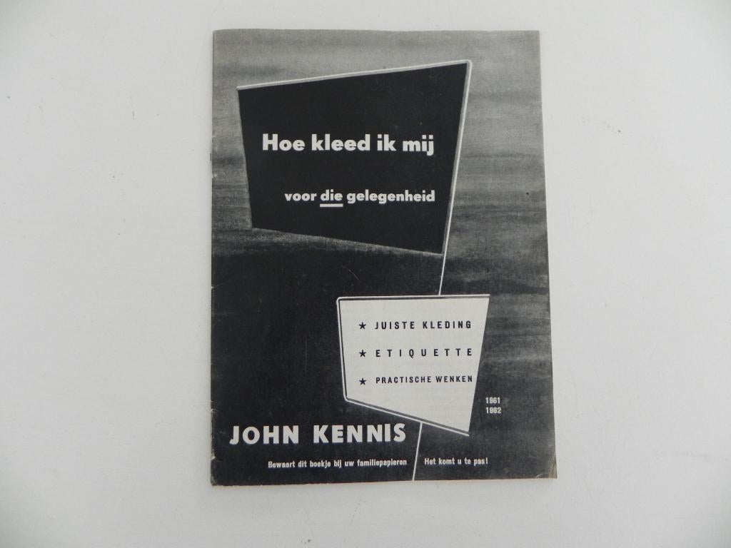 Folder John Kennis kledingverhuur bij bruiloften etc. '61/62, Ophalen of Verzenden, Gelezen, Folder