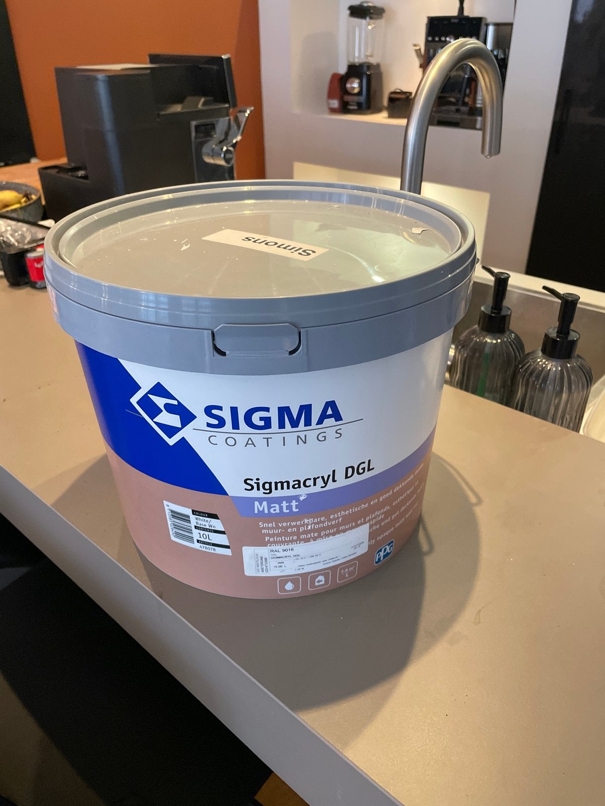 Sigma Sigmacryl DGL Matt Verf - 10L RAL 9016, Ophalen, 5 tot 10 liter, Wit, Nieuw