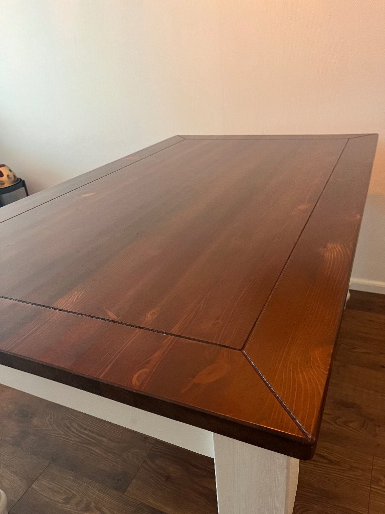 Landelijke eettafel, massief acaciahout 150x90 cm, Ophalen, Overige materialen, 100 tot 150 cm, 50 tot 100 cm