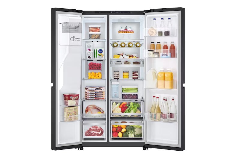 LG Amerikaanse koelkast GSLE91EVAC - 628L - Zwart, 200 liter of meer, 60 cm of meer, Met aparte vriezer, Nieuw