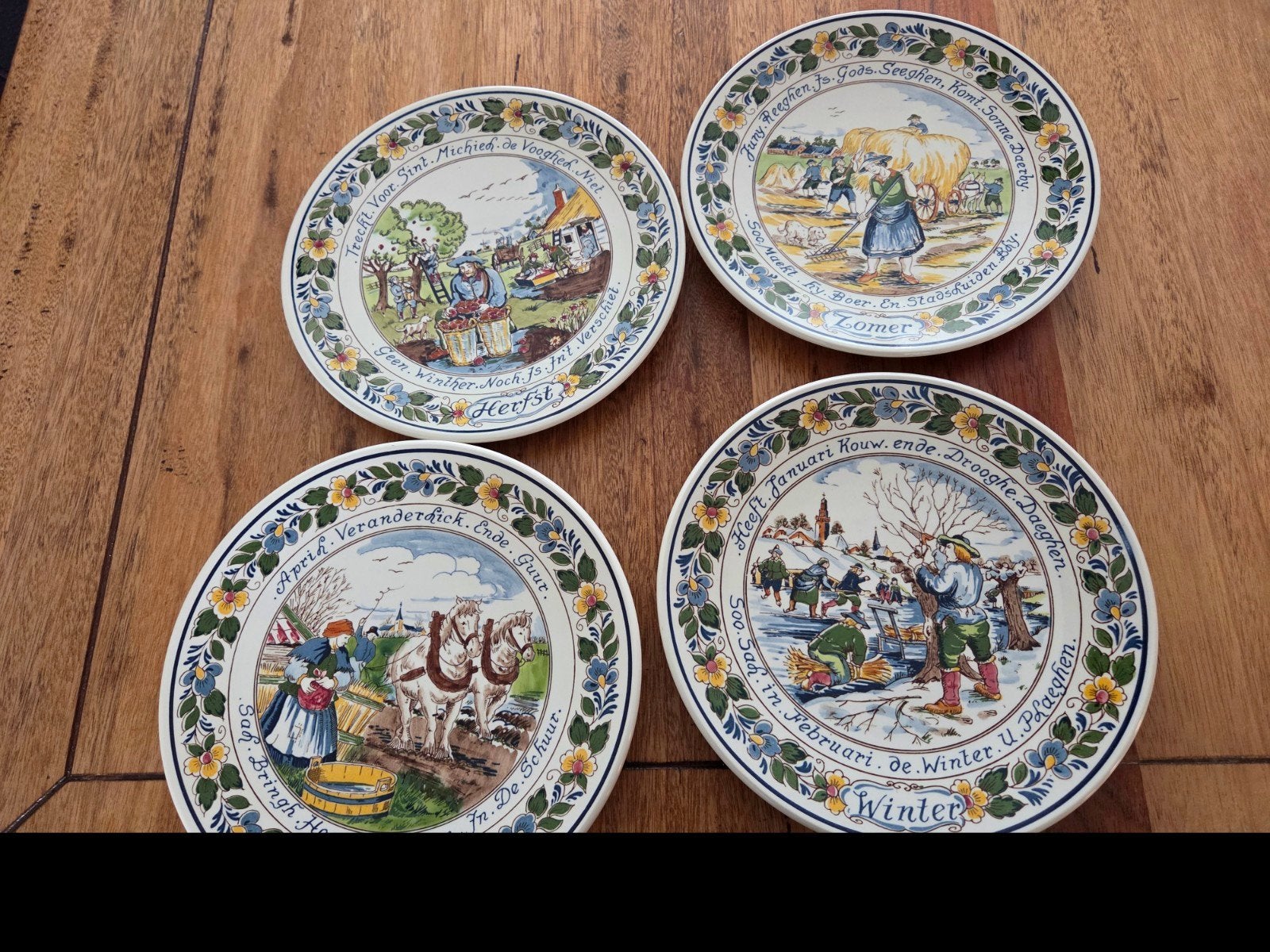 Set van 4 Koninklijke Goedewaagen wandborden - Seizoenen, Antiek en Kunst, Ophalen of Verzenden