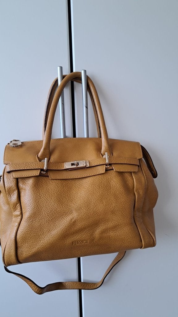 handtas, Ferrici, Ophalen of Verzenden, Gebruikt, Bruin, Handtas