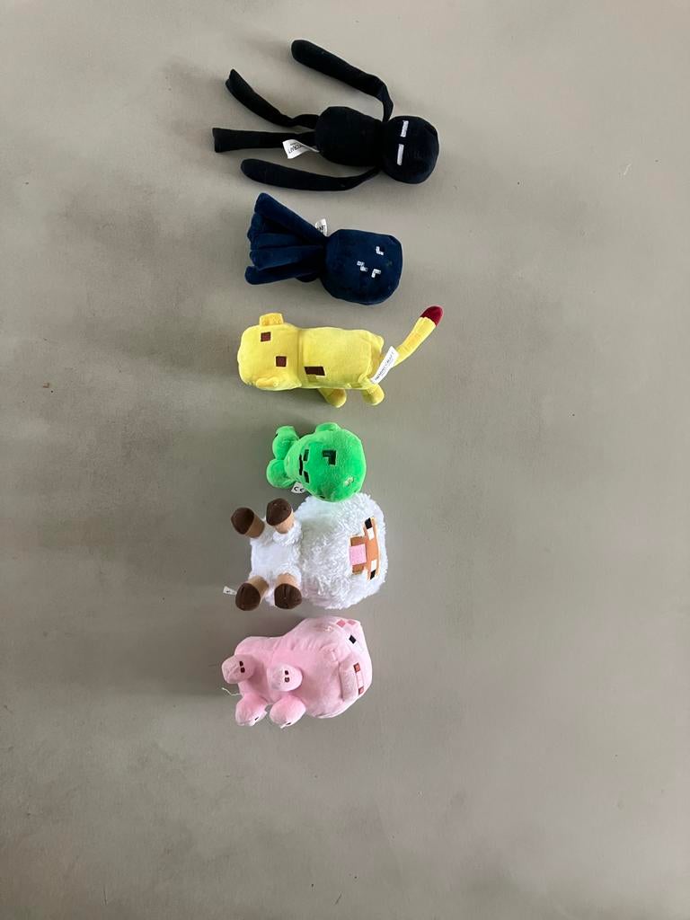 Minecraft Knuffels Set - Enderman, Axolotl, Varken, Schaap,, Ophalen, Gebruikt, Overige merken, Overige karakters