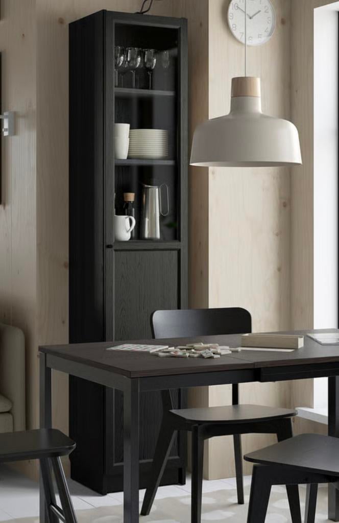 Billy Boeken Vitrinekast Zwart - IKEA, Huis en Inrichting, Ophalen, Minder dan 50 cm, Gebruikt, 200 cm of meer