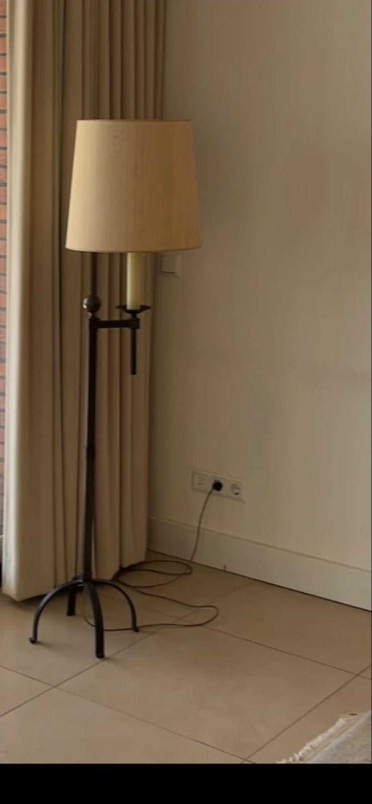 Antieke Franse staande lamp, koper/messing, jaren '50, Antiek en Kunst, Ophalen
