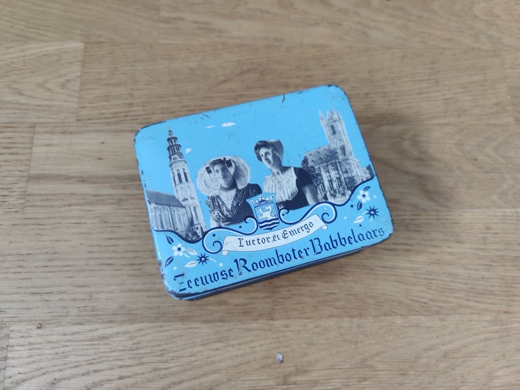 Vintage blik Zeeuwse roomboter babbelaars, Verzamelen, Ophalen of Verzenden, Gebruikt, Overige, Overige merken