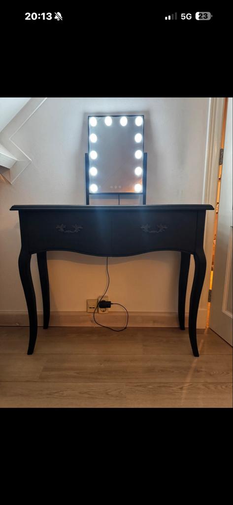 Kaptafel met laatjes en LED Hollywood spiegel, Huis en Inrichting, Tafels | Kaptafels, Ophalen, 50 tot 100 cm, Zo goed als nieuw