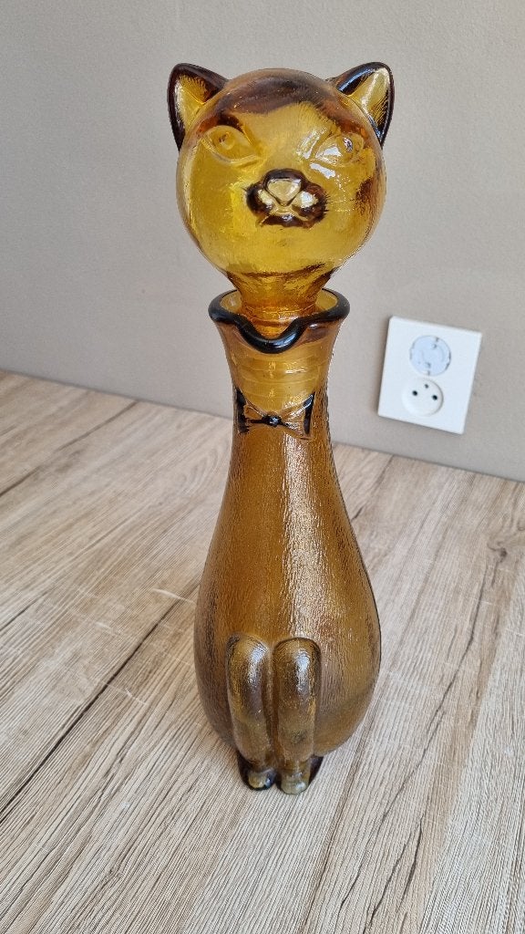 Prachtige Zeldzame Glazen Kat Karaf Handmade Empoli Italy, Antiek en Kunst, Antiek | Glas en Kristal, Verzenden