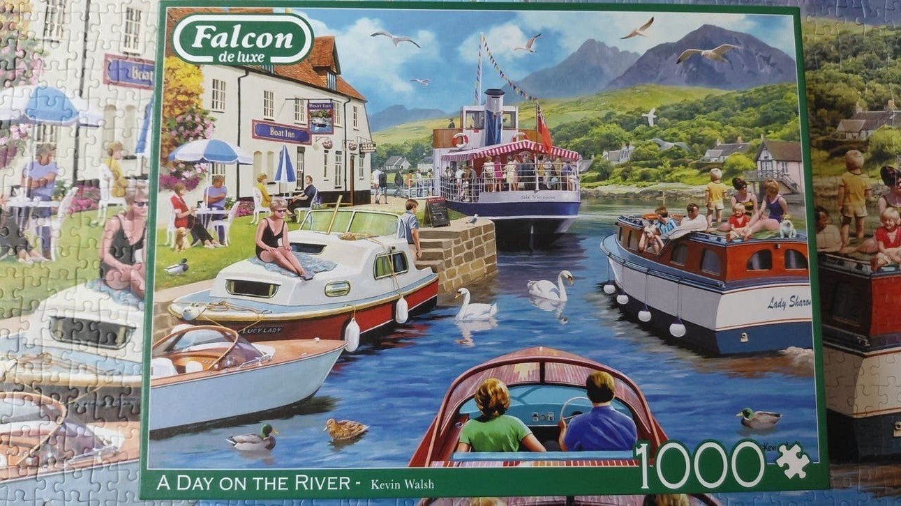Falcon puzzle (1000 stukjes) "A Day on the River", Ophalen of Verzenden, 500 t/m 1500 stukjes, Zo goed als nieuw
