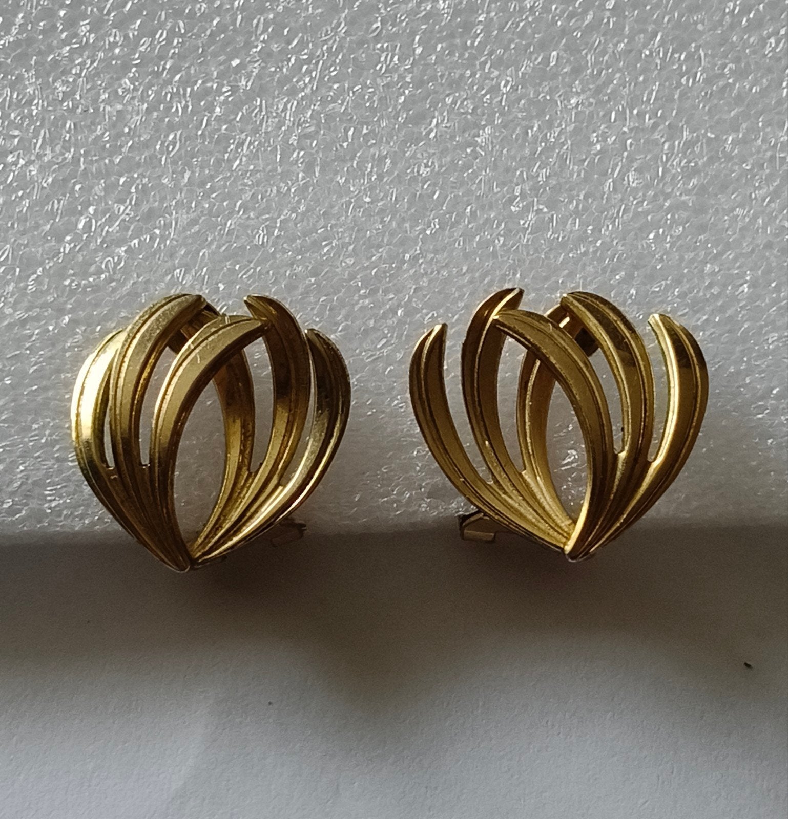 Vintage floralia Goud Double Clip-Oorbellen - Bloem Design, Sieraden, Tassen en Uiterlijk, Oorbellen, Verzenden, Zo goed als nieuw