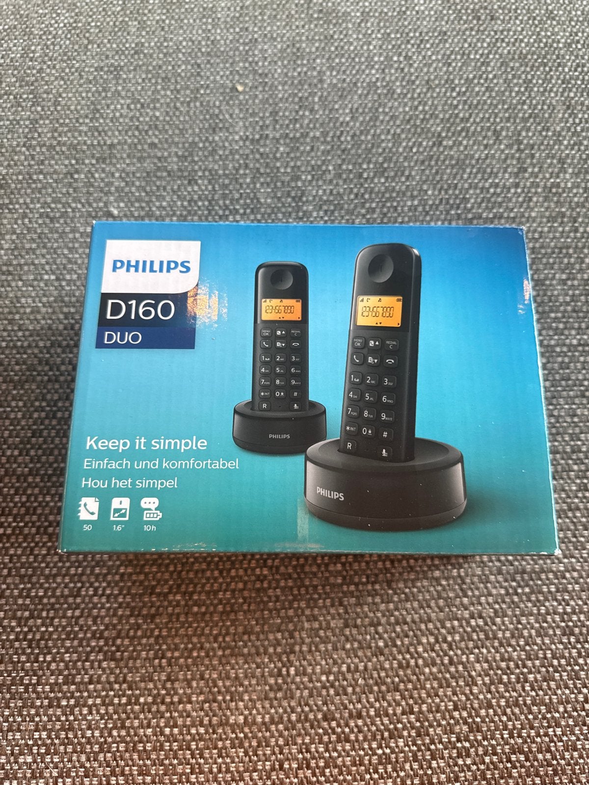 Philips D160 DUO Draadloze Telefoon - Nieuw in Doos, Telecommunicatie, Ophalen of Verzenden, Nieuw, 2 handsets, Stralingsarm