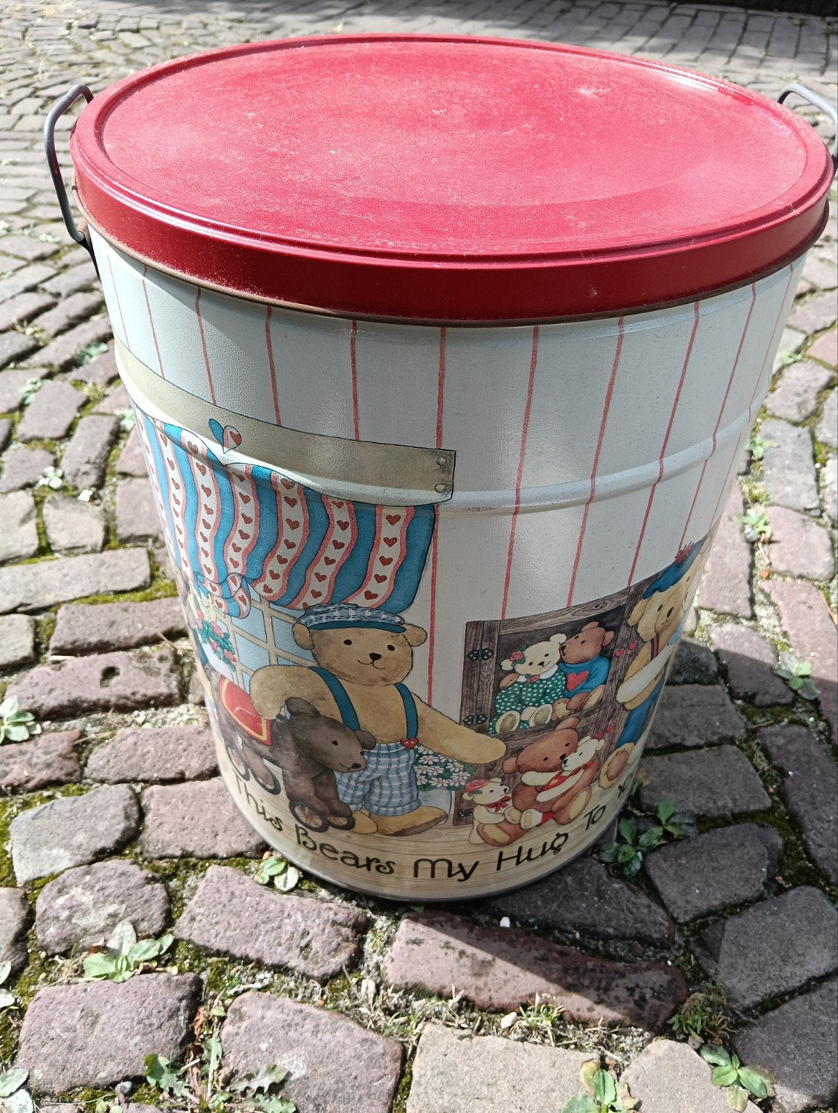 Vintage Ton met Beren - Decoratieve Opbergton, Ophalen of Verzenden