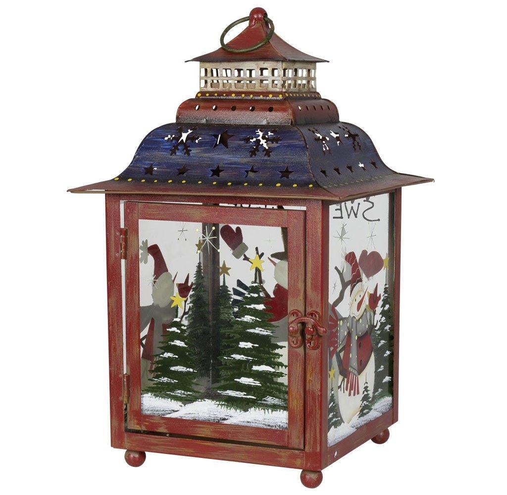 Kerstdecoratie Lantaarn / Windlicht Metaal Rood-Blauw OP=OP!, Ophalen of Verzenden, Nieuw