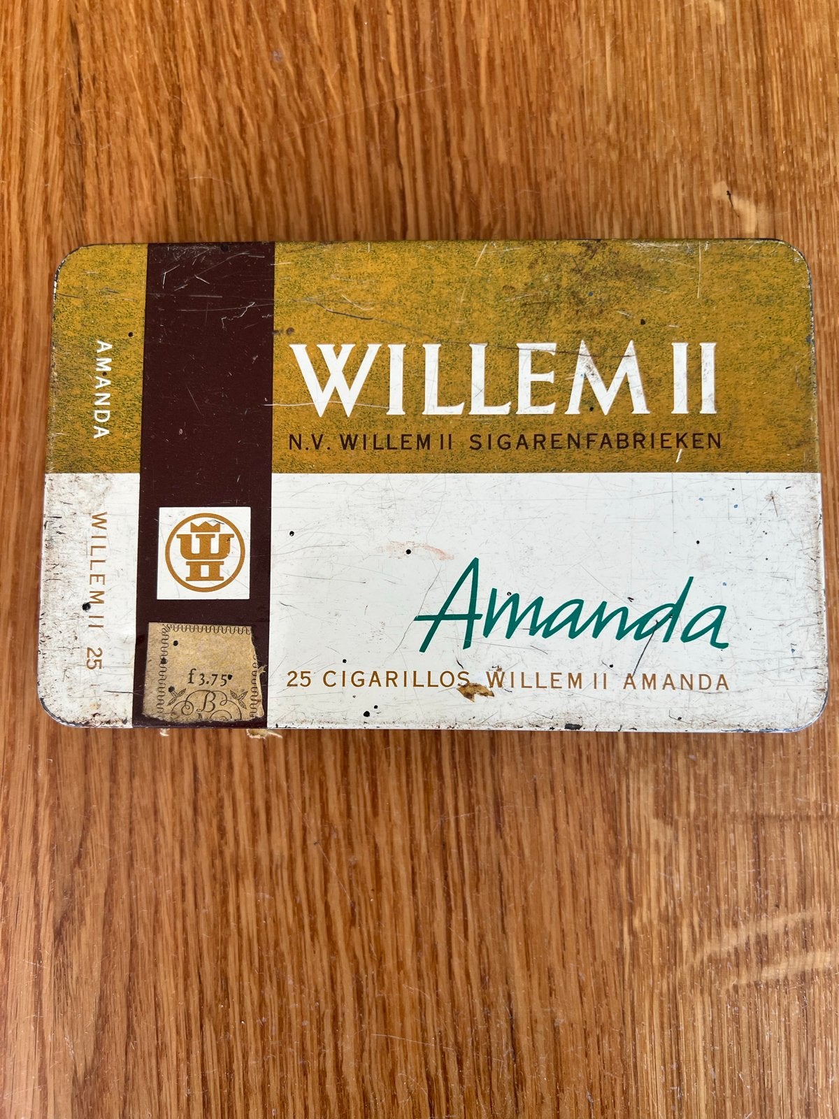 Vintage Willem II Amanda Sigarenblik - Leeg, Verzamelen, Ophalen of Verzenden, Gebruikt, Overige, Overige merken