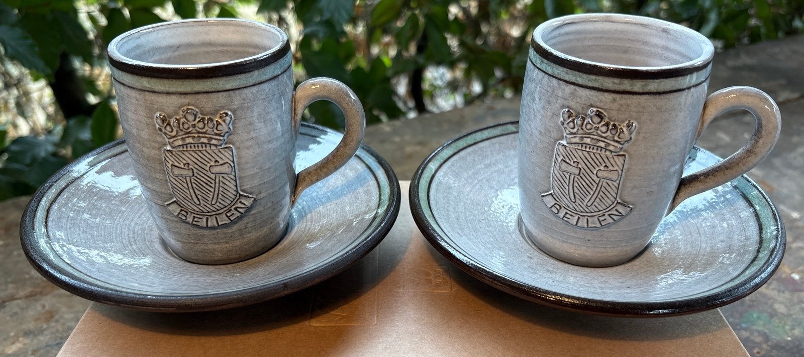 Set van 2 vintage Beilen kopjes met schotel, Ophalen of Verzenden