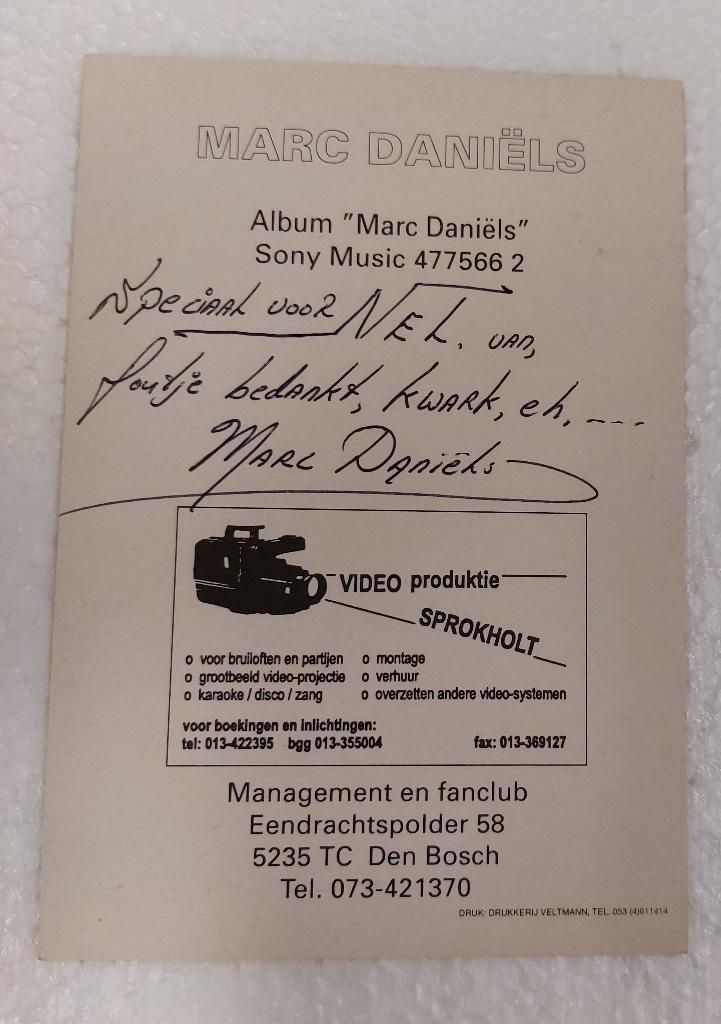 Marc Daniels fotokaart met handtekening - gesigneerd, Gebruikt, Verzenden, NvT, Foto of Kaart