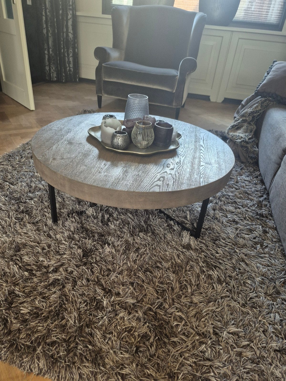 Eiken salontafel, Huis en Inrichting, Tafels | Salontafels, 50 tot 100 cm, Rond, Minder dan 50 cm, 50 tot 100 cm