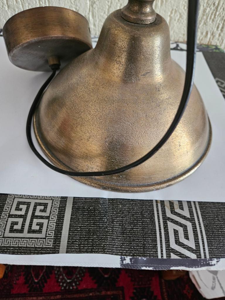 Vintage bronzen plafondlamp - Industriële stijl, Ophalen, Gebruikt, Minder dan 50 cm, Industrieel, Vintage
