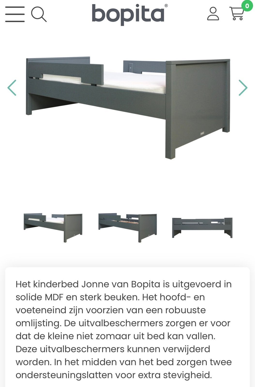 Bopita Jonne 1 persoons bed, Ophalen, 85 tot 100 cm, Gebruikt, Lattenbodem