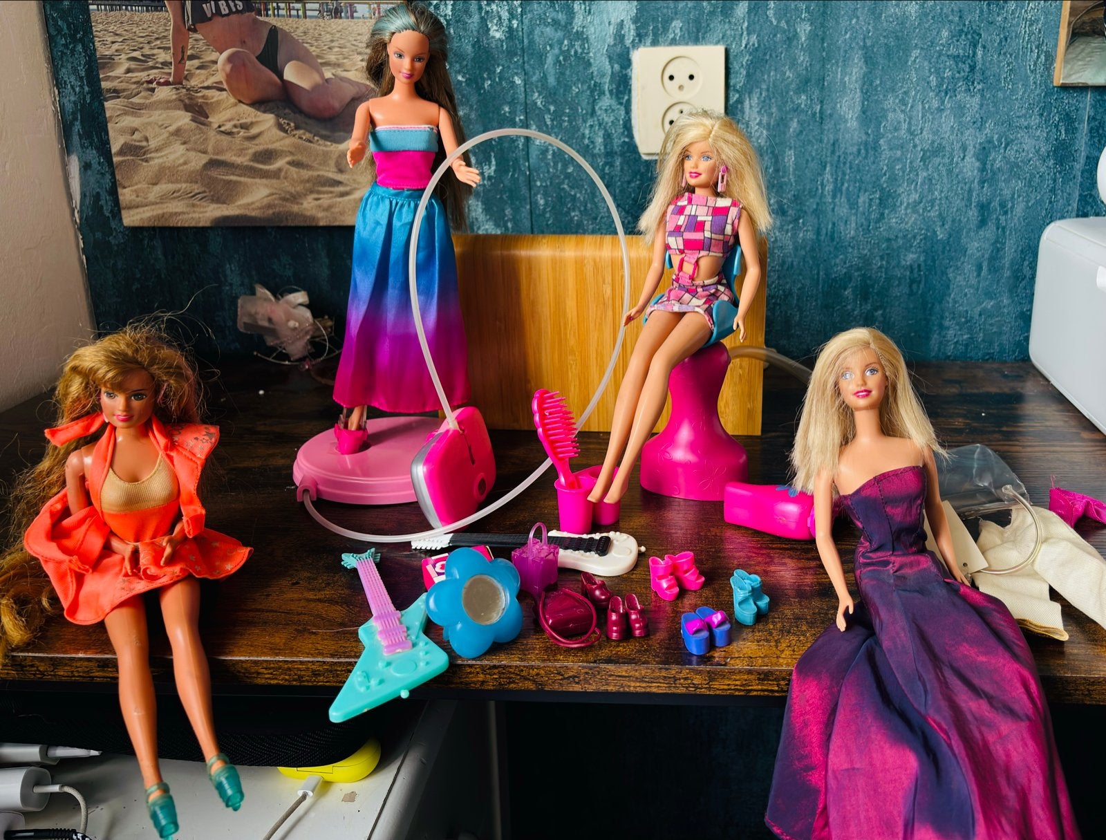 Grote vintage Barbie collectie - 4 poppen, kleding & acc., Ophalen of Verzenden, Gebruikt, Barbie